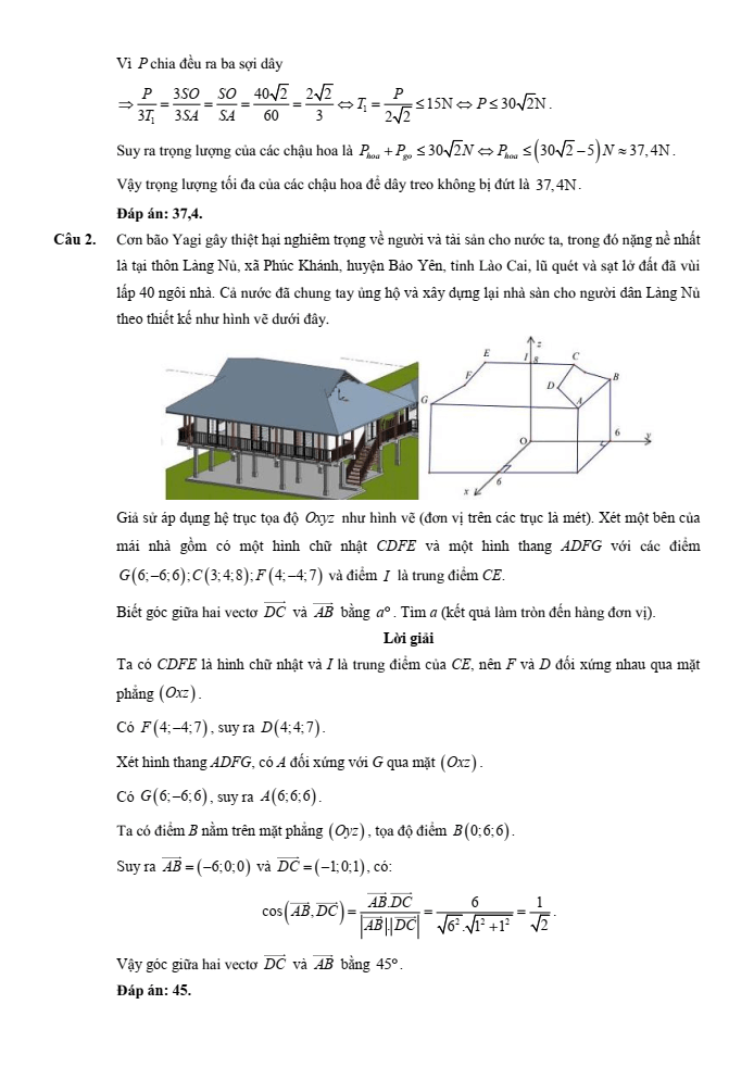 Đề kiểm tra Toán 12 Cánh diều Chương 2 (có lời giải)