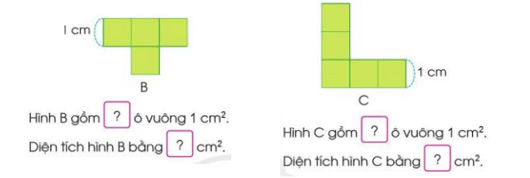 Toán lớp 3 Đơn vị đo diện tích. Xăng-ti-mét vuông (trang 85, 86, 87) | Cánh diều
