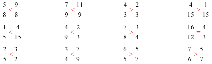 So sánh hai phân số (Lý thuyết + 15 Bài tập Toán lớp 4)
