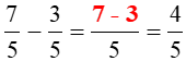 Trừ hai phân số cùng mẫu số (Lý thuyết + 15 Bài tập Toán lớp 4)