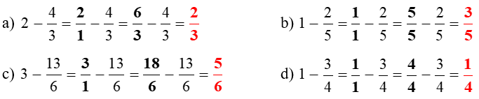 Trừ hai phân số khác mẫu số (Lý thuyết + 15 Bài tập Toán lớp 4)