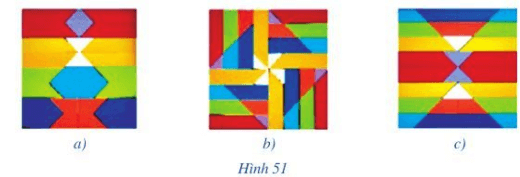 Trong Hình 51, các hình từ a) đến c), hình nào có trục đối xứng? Nếu là hình có trục đối xứng