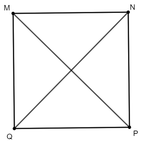 Hãy vẽ một hình vuông và hai đường chéo của hình vuông đó