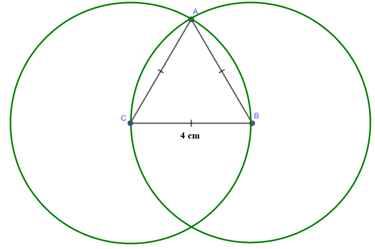 Dùng thước và compa để vẽ hình tam giác đều cạnh 4 cm