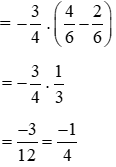 Phép tính (-3)/4 x (2/3 - 2/6) có kết quả là: (A) 0