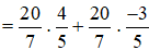 Tính giá trị biểu thức sau theo cách hợp lí. (20/7 x (-4)/(-5))+