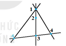 Hình 8.13 mô tả 4 đường thẳng và 5 điểm có tên là A, B, C, D và E, trong đó