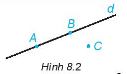 Trong Hình 8.2, những điểm nào thuộc đường thẳng d, điểm nào không thuộc