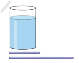 Trong một thí nghiệm khoa học, bạn Duy đặt hai chiếc đũa thủy tinh, một chiếc dài 14 cm