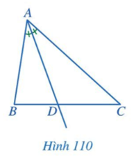 Trong tam giác ABC, tia phân giác của góc A cắt cạnh BC tại điểm D (Hình 110)