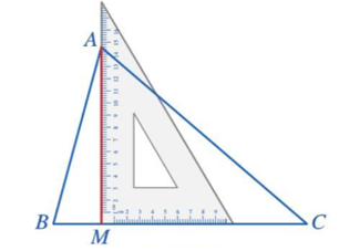 Cho tam giác ABC (Hình 133) Bằng cách sử dụng ê ke, vẽ hình chiếu M của điểm A trên đường thẳng BC