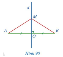 Cho đoạn thẳng AB có trung điểm O, d là đường trung trực của đoạn thẳng AB