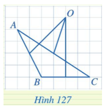 Trong Hình 127, điểm O có phải là giao điểm ba đường trung trực của tam giác ABC không