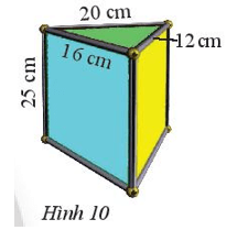 Một chiếc hộp đèn có dạng hình lăng trụ đứng tam giác có kích thước như Hình10