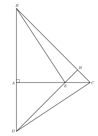 Cho tam giác ABC vuông cân tại A. Lấy điểm E thuộc cạnh AC