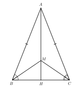 Cho tam giác ABC cân tại A. Tia phân giác của các góc B và C cắt nhau tại M