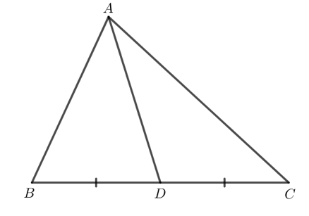 Vẽ tam giác ABC, xác định trung điểm D của cạnh BC 