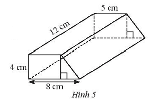 Tính thể tích lăng trụ đứng tứ giác có đáy là hình thang với kích thước cho trong Hình 5