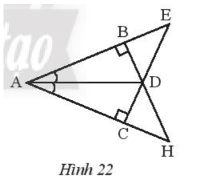 Hãy chỉ ra các cặp tam giác bằng nhau trong Hình 22 