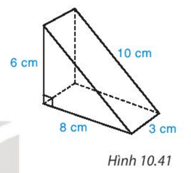 Một cái bánh ngọt có dạng hình lăng trụ đứng tam giác, kích thước như Hình 10.41