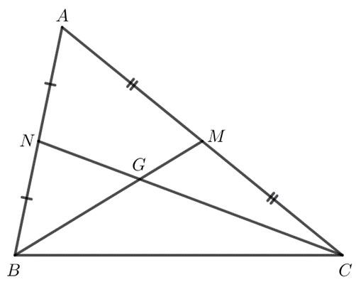 Cho tam giác ABC có các đường trung tuyến BM và CN cắt nhau tại G