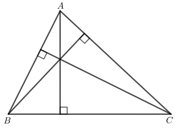 Vẽ tam giác ABC và ba đường cao của nó. Quan sát hình và cho biết, ba đường cao đó