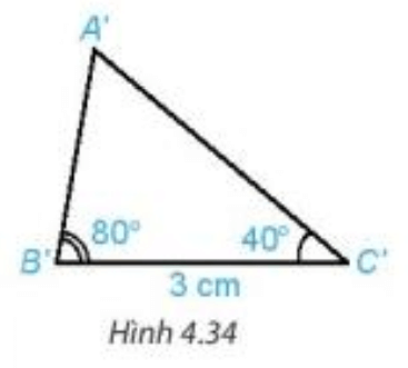 Vẽ thêm tam giác A'B'C' sao cho B'C'=3cm, góc A'B'C'=80 độ, góc A'C'B'=40 độ