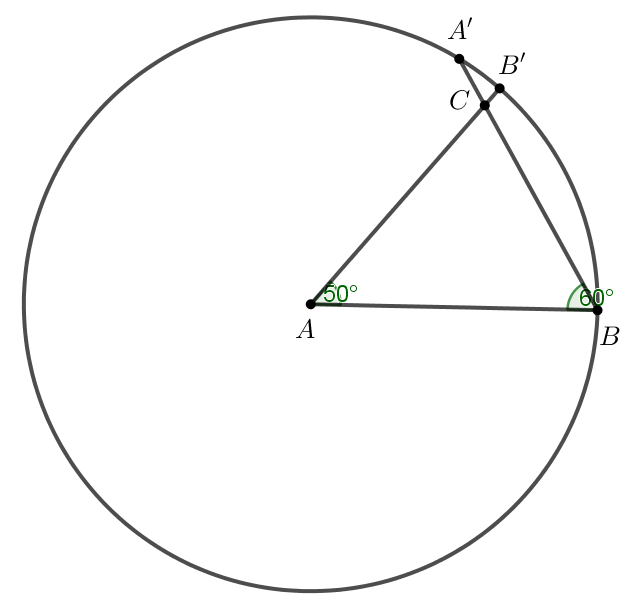 Vẽ tam giác ABC có AB = 6 cm, góc BAC=50 độ, góc ABC=60 độ