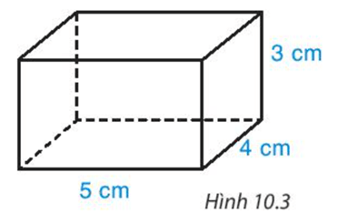 Sử dụng bìa cứng, cắt và gấp một chiếc hộp có dạng hình hộp chữ nhật với kích thước như Hình 10.3