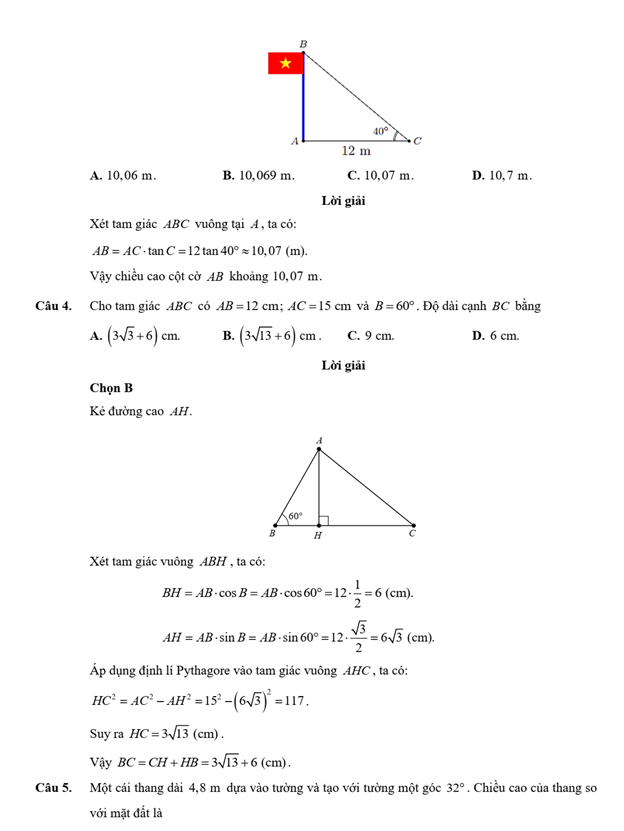 Đề kiểm tra Toán 9 Cánh diều Chương 4 (có lời giải)
