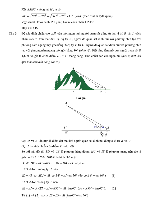 Đề kiểm tra Toán 9 Cánh diều Chương 4 (có lời giải)