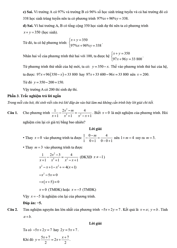 Đề kiểm tra Toán 9 Chân trời sáng tạo Chương 1 (có lời giải)