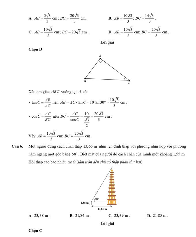 Đề kiểm tra Toán 9 Chân trời sáng tạo Chương 4 (có lời giải)