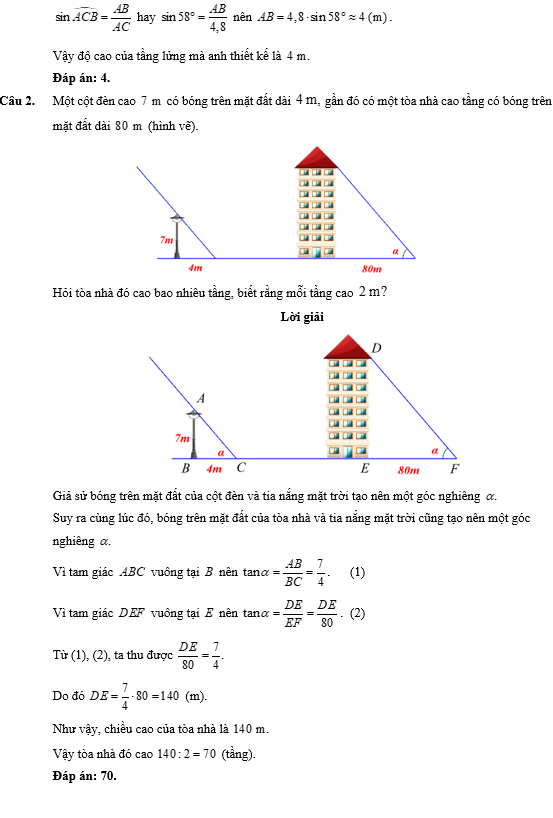 Đề kiểm tra Toán 9 Kết nối tri thức Chương 4  (có lời giải)