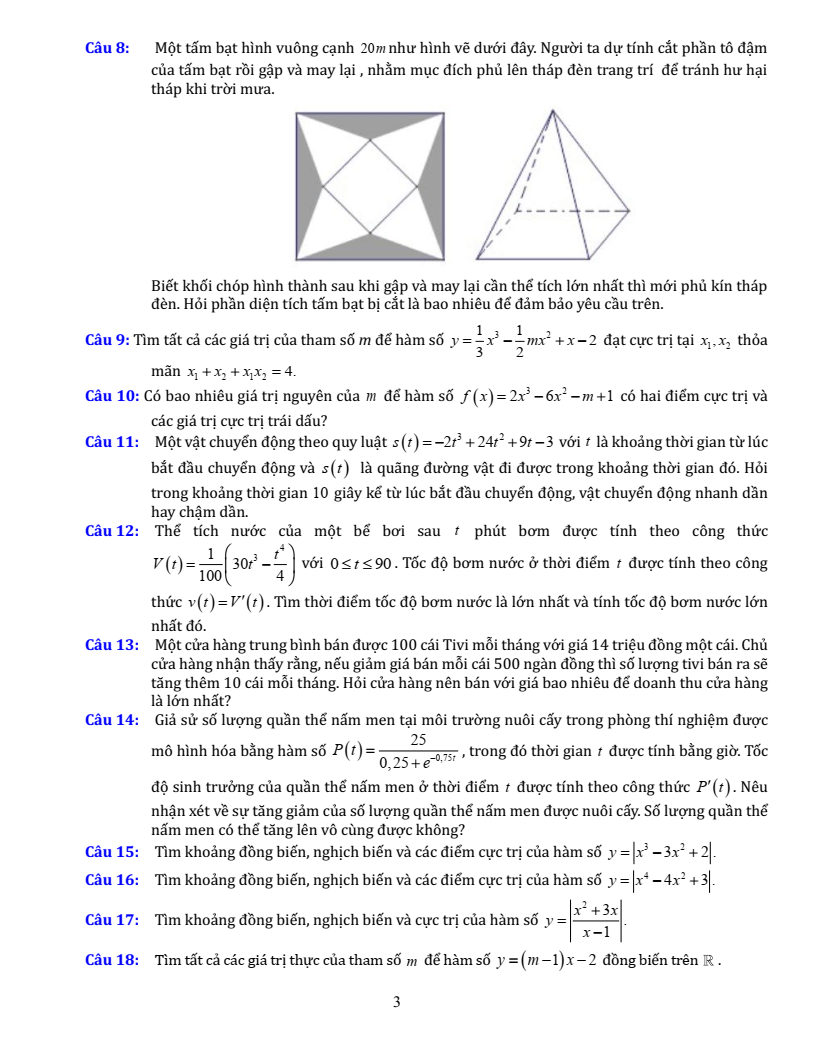 Chuyên đề bài tập bồi dưỡng HSG Toán 12 (có lời giải)