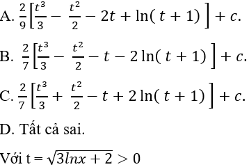 Tìm nguyên hàm của hàm số mũ, logarit bằng phương pháp đổi biến số cực hay - Toán lớp 12