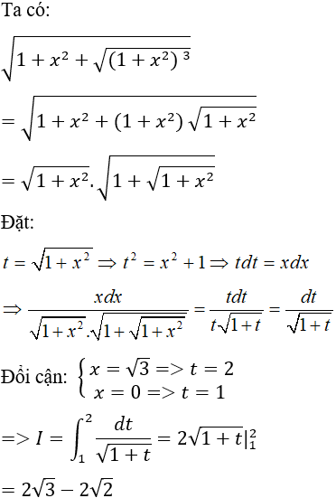 Tính tích phân hàm chứa căn thức bằng phương pháp đổi biến số