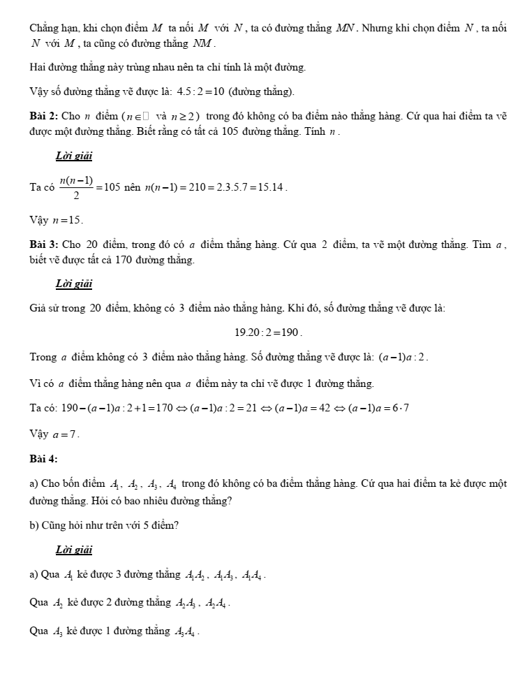Chuyên đề bồi dưỡng HSG Toán 6 Điểm, đường thẳng, đoạn thẳng (có lời giải)
