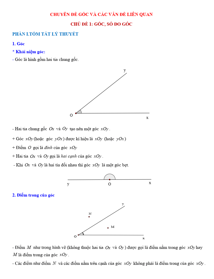 Chuyên đề bồi dưỡng HSG Toán 6 Góc (có lời giải)