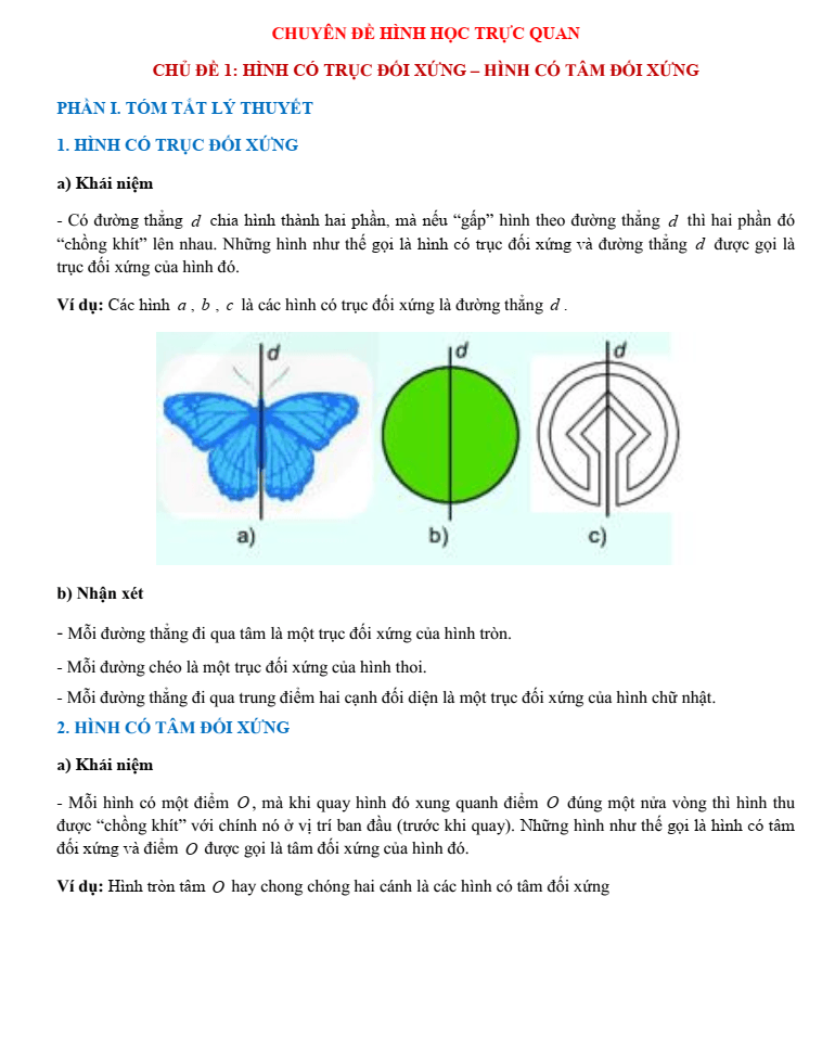 Chuyên đề bồi dưỡng HSG Toán 6 Hình học trực quan (có lời giải)