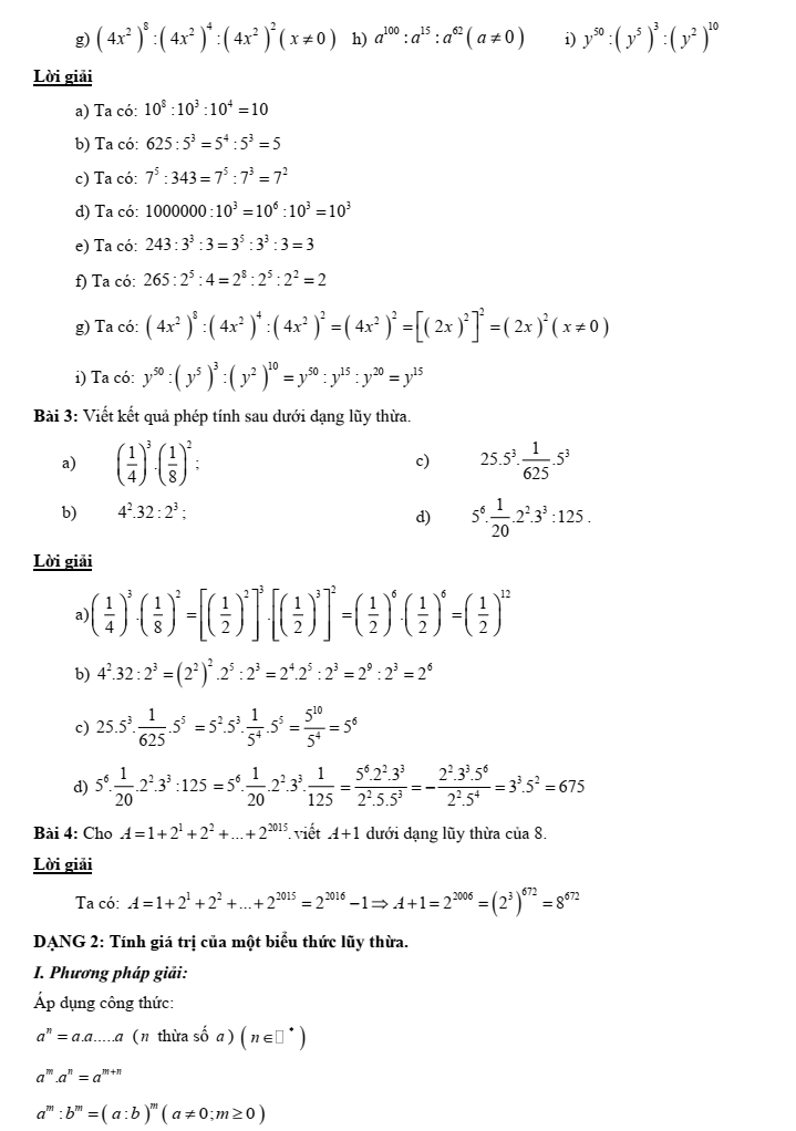 Chuyên đề bồi dưỡng HSG Toán 6 Lũy thừa với số mũ tự nhiên (có lời giải)