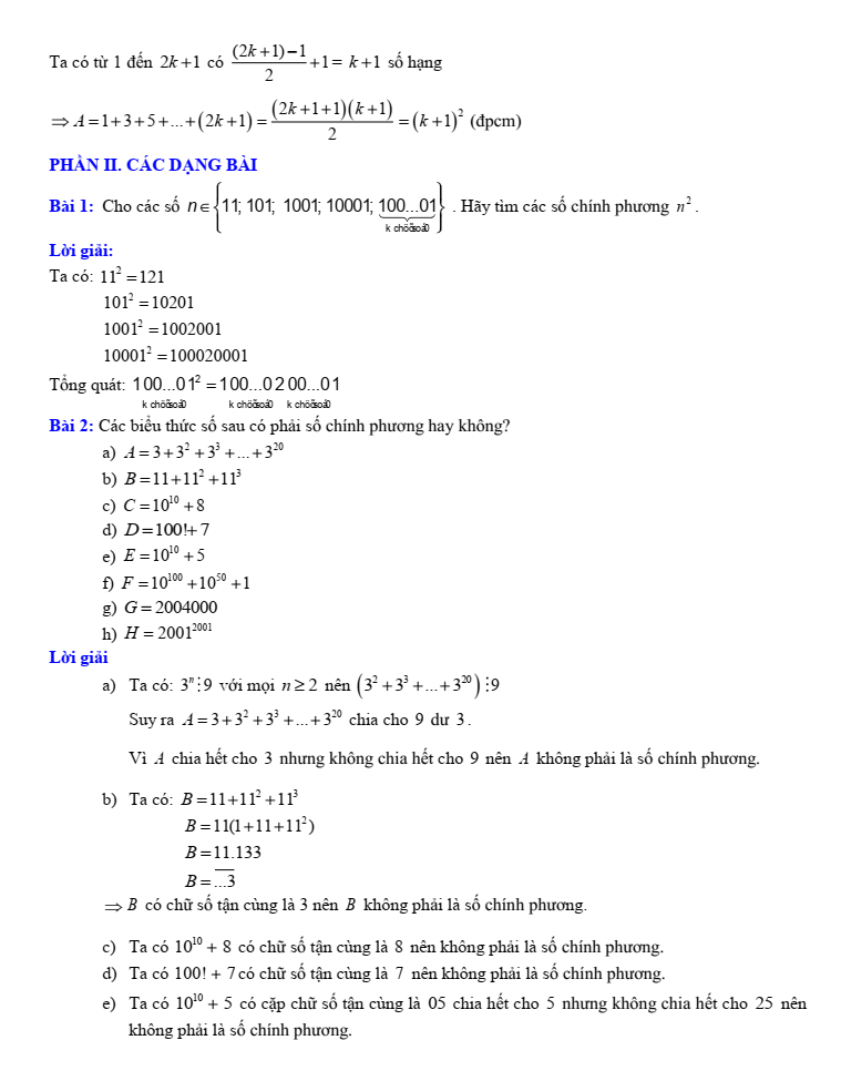 Chuyên đề bồi dưỡng HSG Toán 6 Số chính phương (có lời giải)
