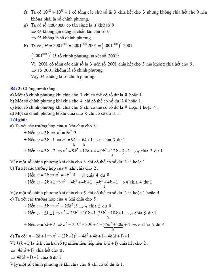 Chuyên đề bồi dưỡng HSG Toán 6 Số chính phương (có lời giải)