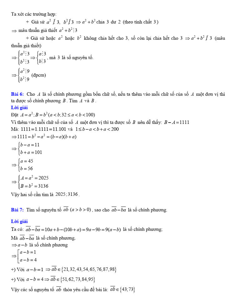 Chuyên đề bồi dưỡng HSG Toán 6 Số chính phương (có lời giải)