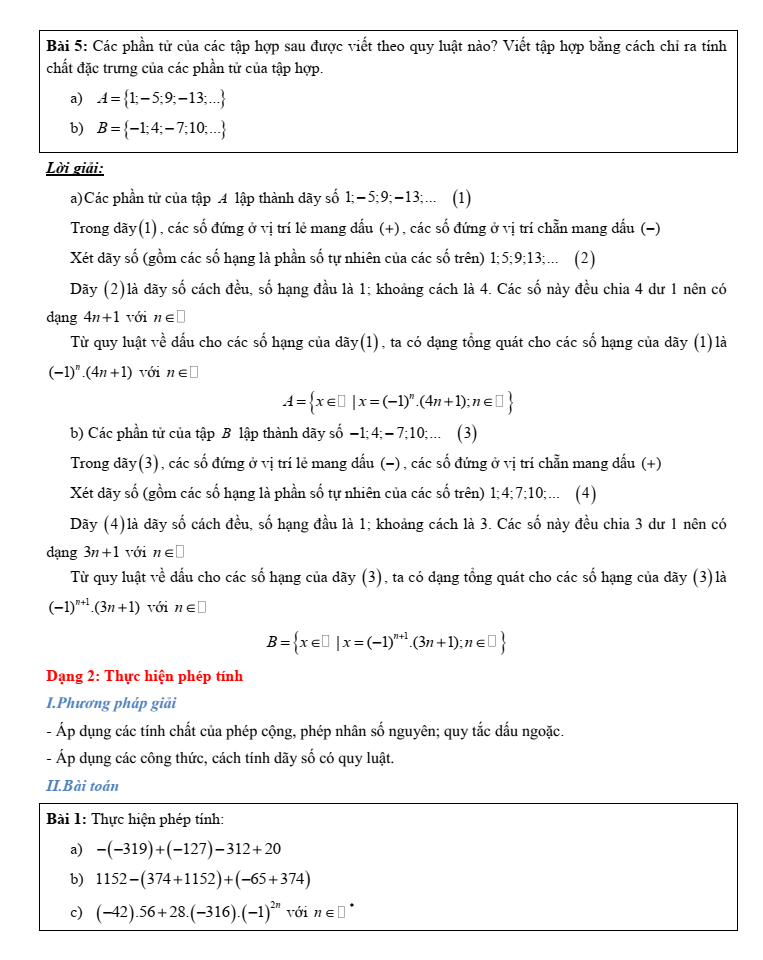 Chuyên đề bồi dưỡng HSG Toán 6 Số nguyên (có lời giải)