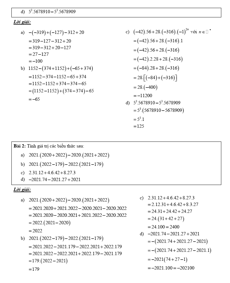 Chuyên đề bồi dưỡng HSG Toán 6 Số nguyên (có lời giải)