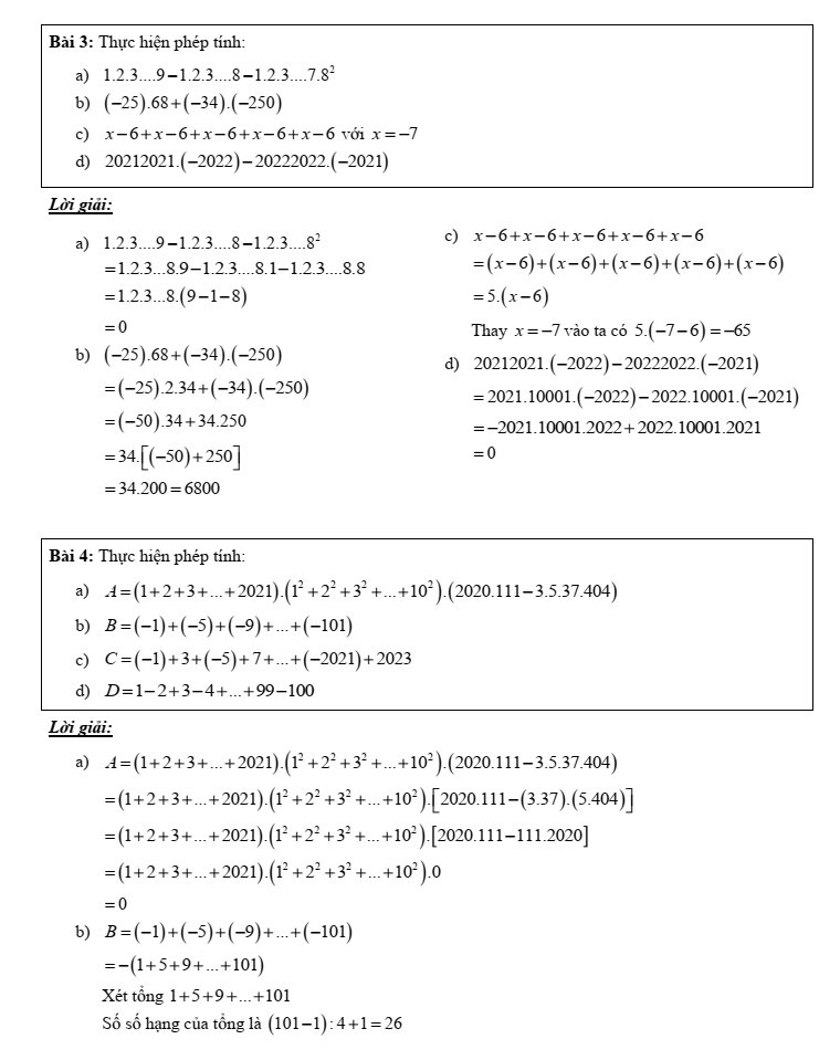 Chuyên đề bồi dưỡng HSG Toán 6 Số nguyên (có lời giải)