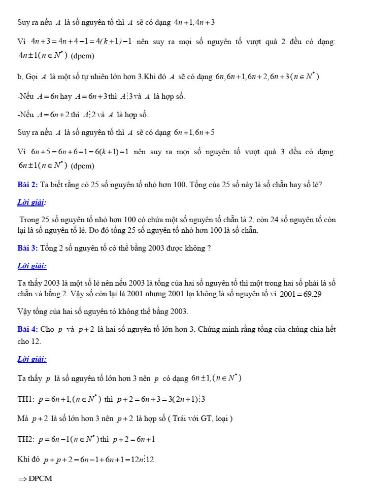 Chuyên đề bồi dưỡng HSG Toán 6 Số nguyên tố và hợp số (có lời giải)