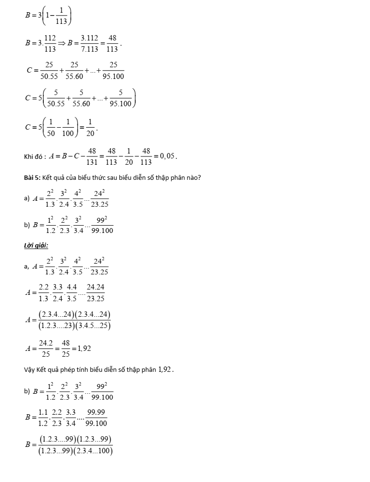 Chuyên đề bồi dưỡng HSG Toán 6 Số thập phân (có lời giải)