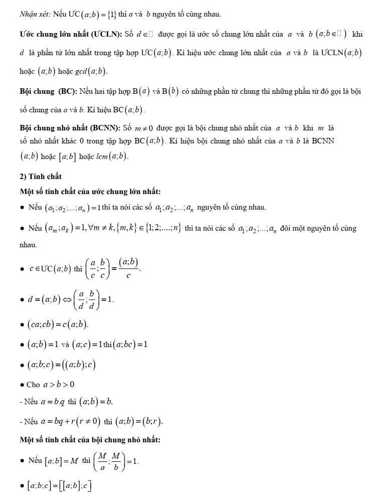 Chuyên đề bồi dưỡng HSG Toán 6 Ước chung lớn nhất và bội chung nhỏ nhất (có lời giải)